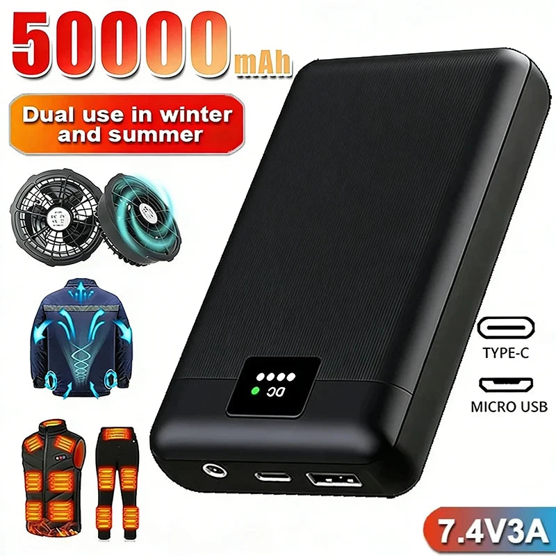 Power Bank for Heated Riding Gear — DC 7.4V for Heated Vest, Jacket & Gloves
