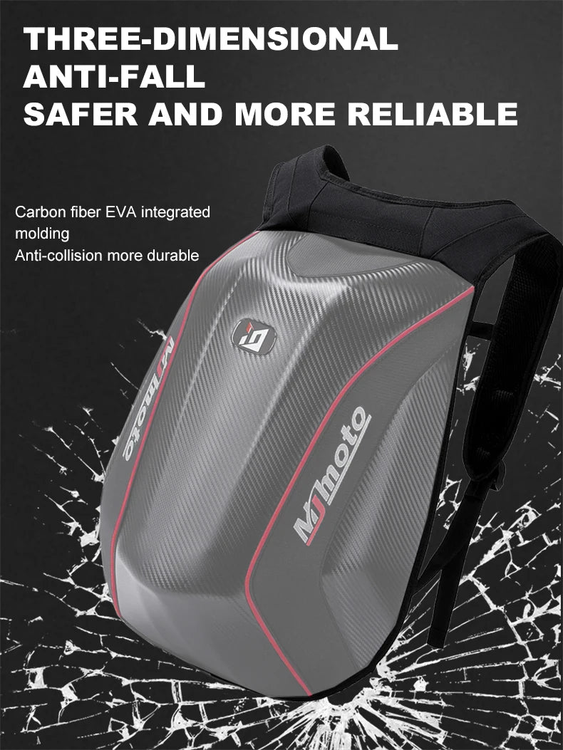 CFMOTO CENTRIC Carbon Fibre Motorcycle Backpack — Waterproof Hard Shell Helmet Bag