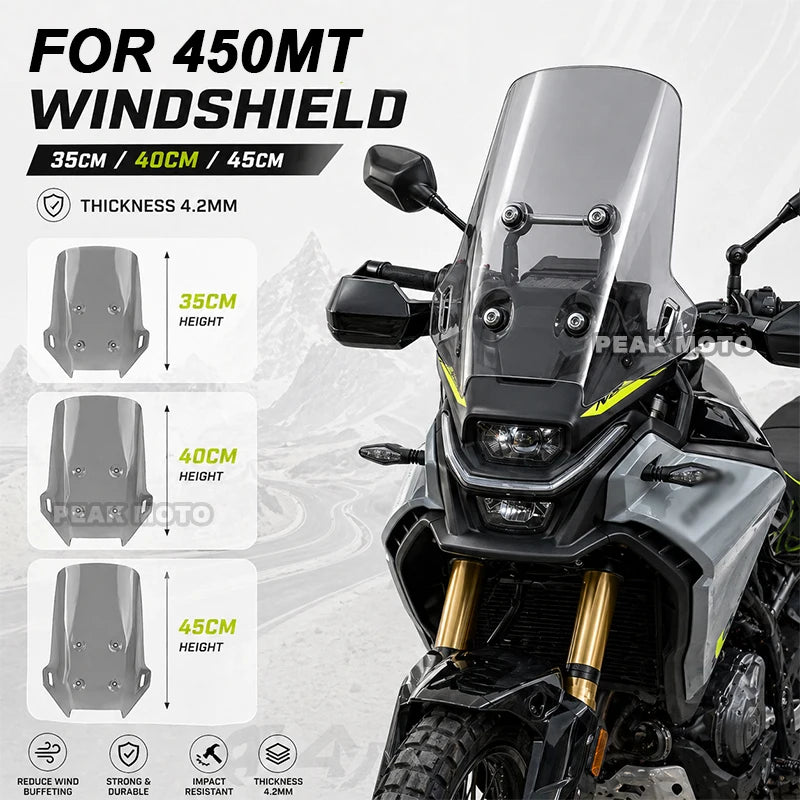 CFMOTO 450MT Windshield — Raised Windscreen for 450MT 2024 2025 2026