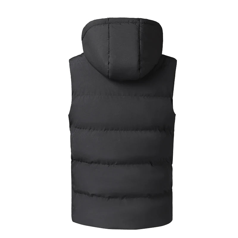 Men's 7-Zone Electric Heating Vest | Hooded Sleeveless Thermal Coat | No Power Bank