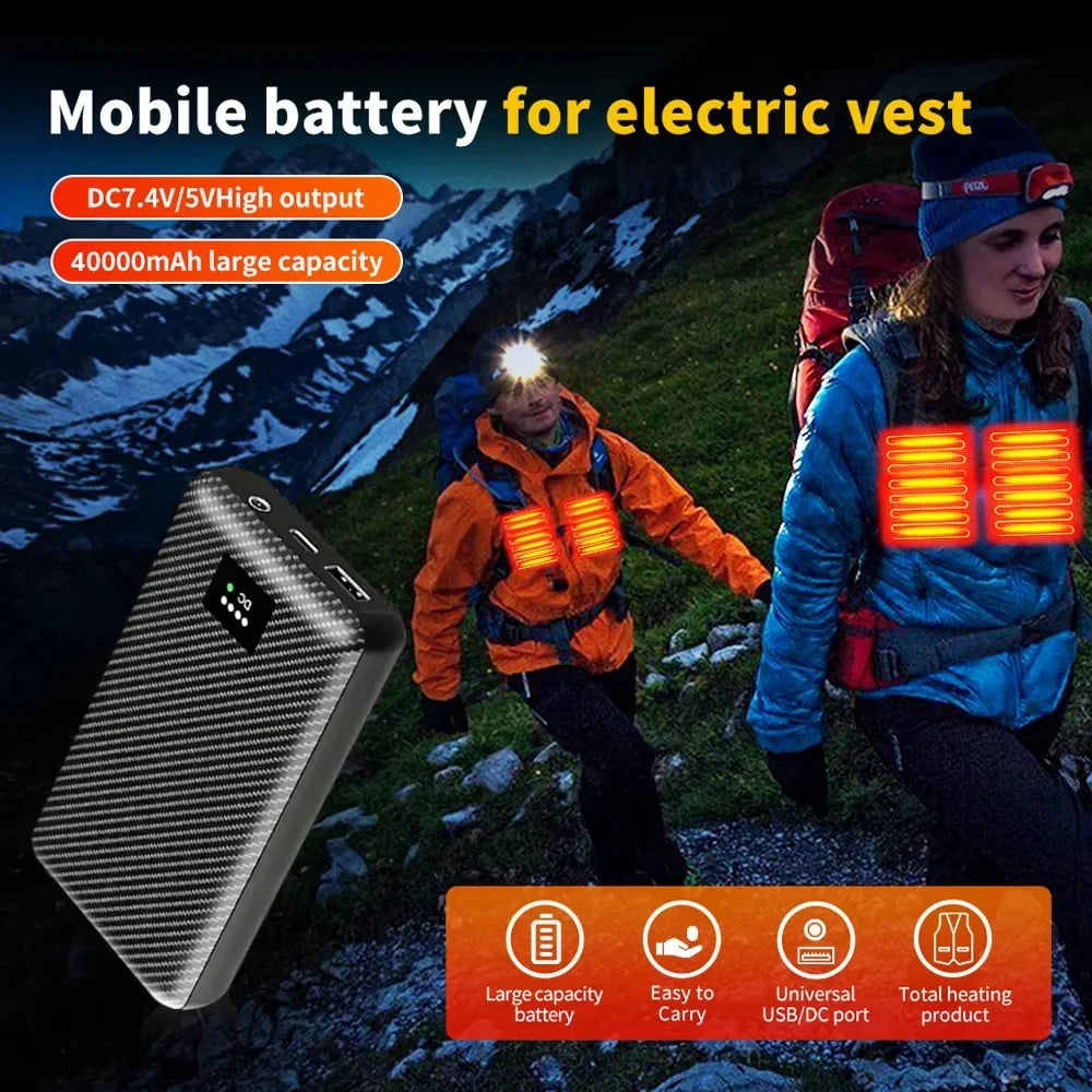 Power Bank for Heated Riding Gear — DC 7.4V for Heated Vest, Jacket & Gloves