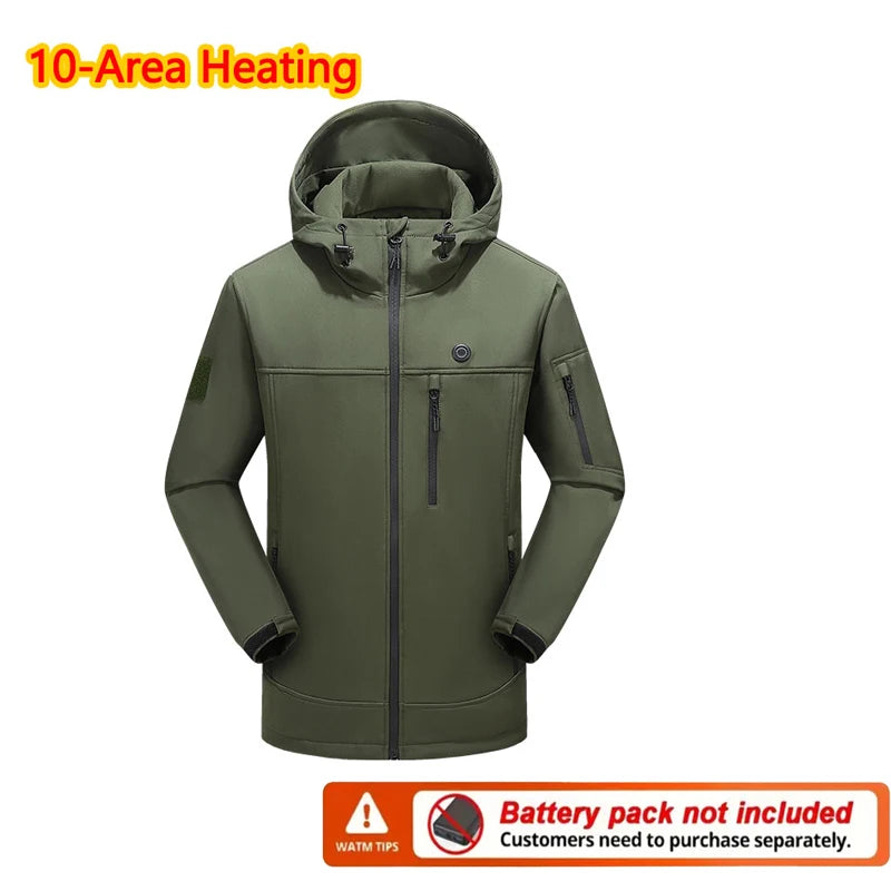 USB Heated Jacket – 10 Heating Zones | Men & Women | Hooded Winter Coat