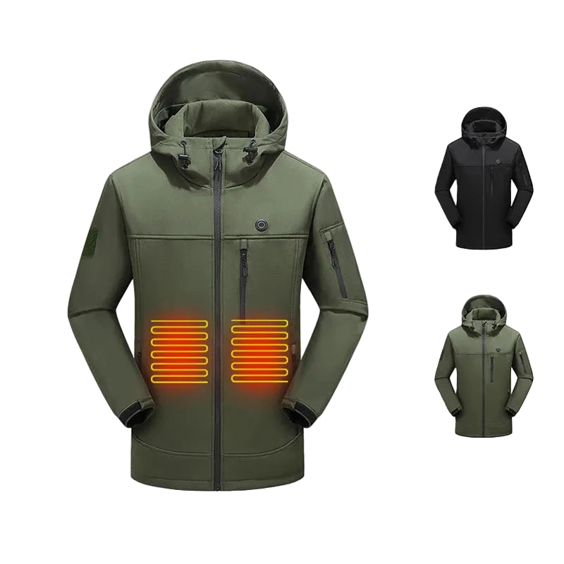 USB Heated Jacket – 10 Heating Zones | Men & Women | Hooded Winter Coat