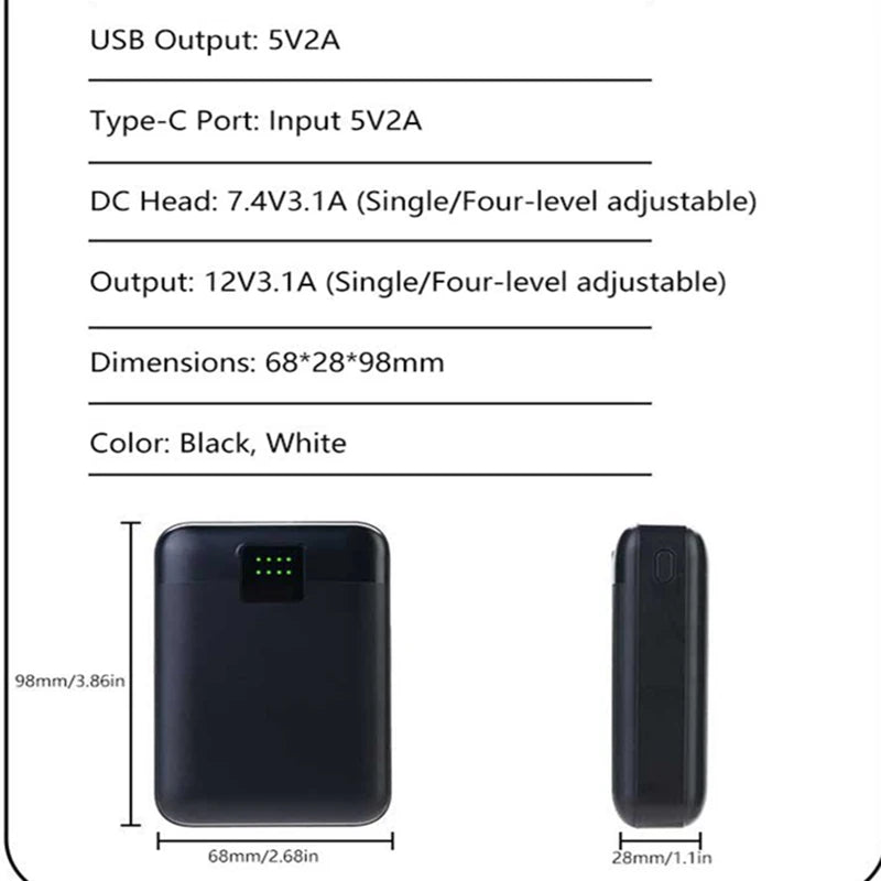 Power Bank for Heated Riding Gear — DC 7.4V for Heated Vest, Jacket & Gloves