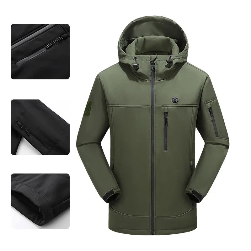USB Heated Jacket – 10 Heating Zones | Men & Women | Hooded Winter Coat