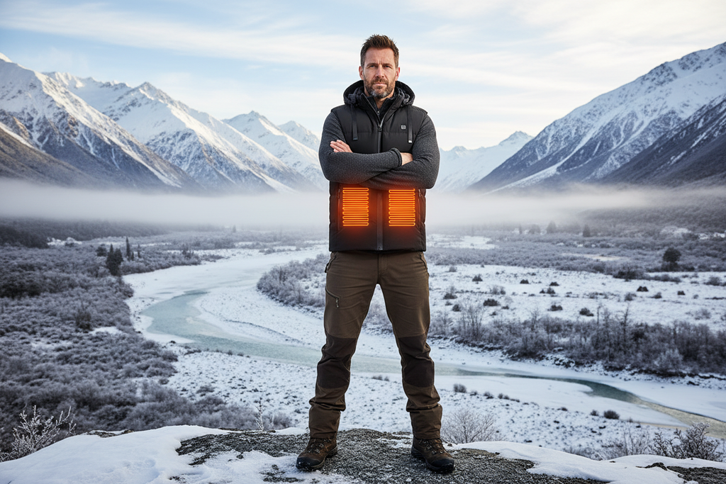 Black Heated Vest Outdoors