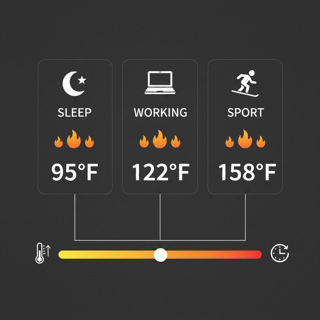 Heat settings infographic - sleep working sport modes