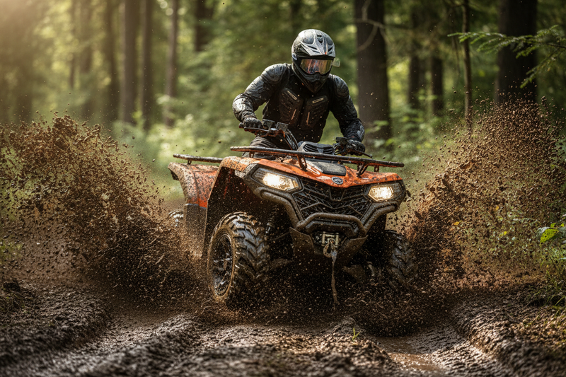 Orange ATV with Rider